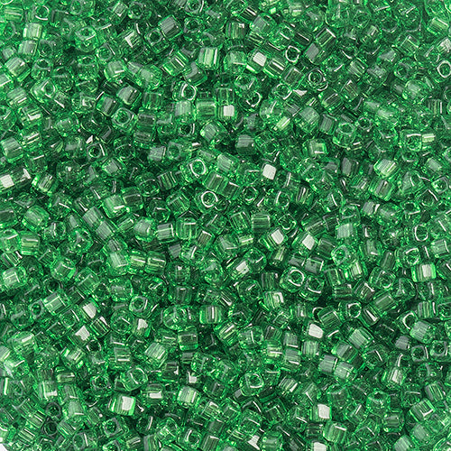 Miyuki Square/Cube Beads 1.8mm Green Lime Transparent - apx 20g Vial