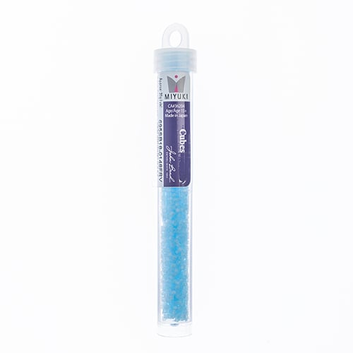 Miyuki Square/Cube Beads 1.8mm Aqua Transparent AB Matte - apx 20g Vial