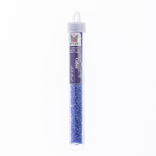 Miyuki Square/Cube Beads 1.8mm Cobalt Transparent AB Matte - apx 20g Vial