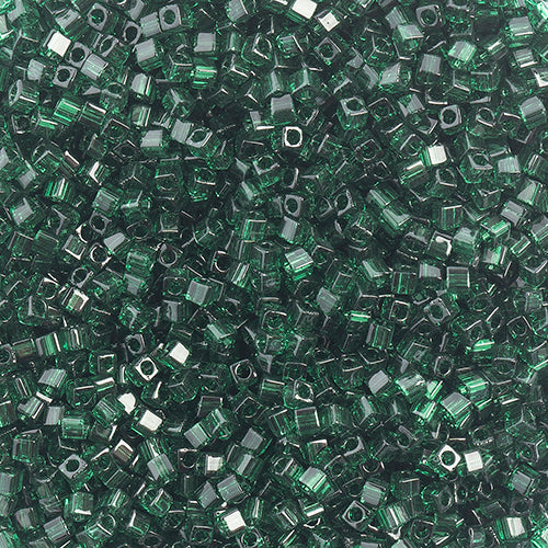 Miyuki Square/Cube Beads 1.8mm Green Transparent - apx 20g Vial