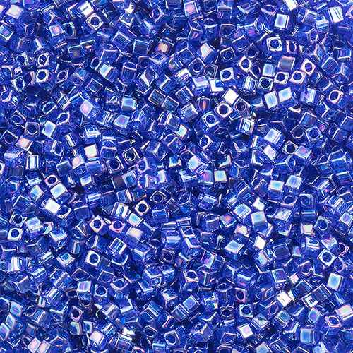 Miyuki Square/Cube Beads 1.8mm Cobalt Transparent AB - apx 20g Vial