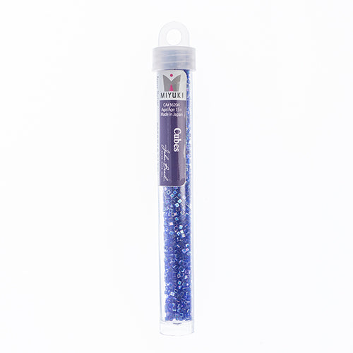 Miyuki Square/Cube Beads 1.8mm Cobalt Transparent AB - apx 20g Vial