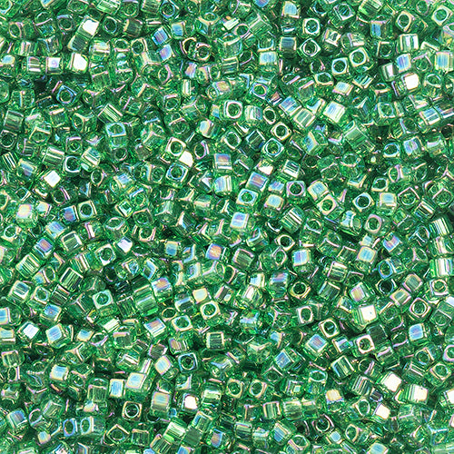 Miyuki Square/Cube Beads 1.8mm Green Transparent AB