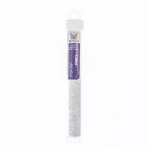 Miyuki Square/Cube Beads 1.8mm Crystal Transparent AB - apx 20g Vial