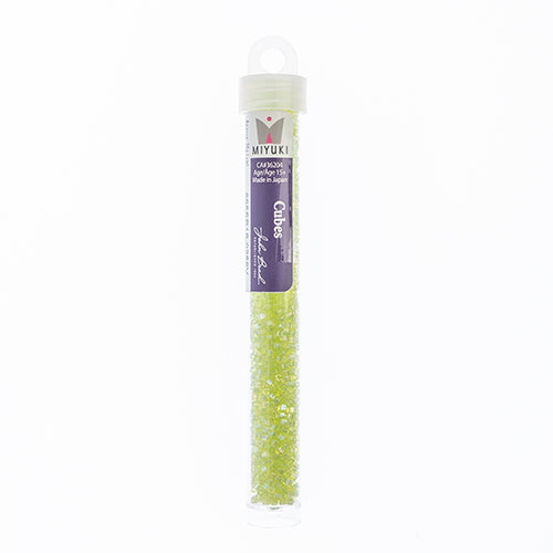 Miyuki Square/Cube Beads 1.8mm Chartreuse Transparent AB - apx 20g Vial
