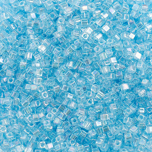Miyuki Square/Cube Beads 1.8mm Dark Aqua Transparent AB - apx 20g Vial
