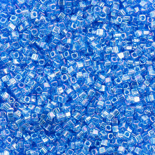 Miyuki Square/Cube Beads 1.8mm Blue Azure Transparent AB - apx 20g Vial