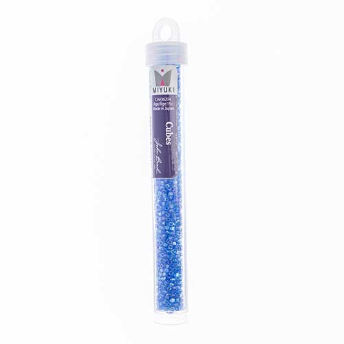 Miyuki Square/Cube Beads 1.8mm Blue Azure Transparent AB - apx 20g Vial