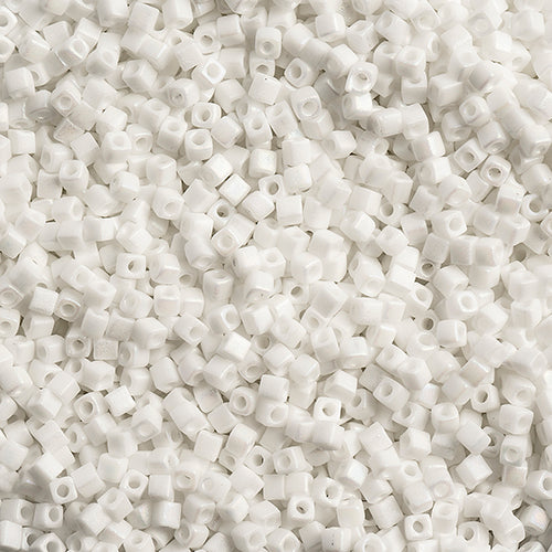 Miyuki Square/Cube Beads 1.8mm Chalk White Opaque AB Matte