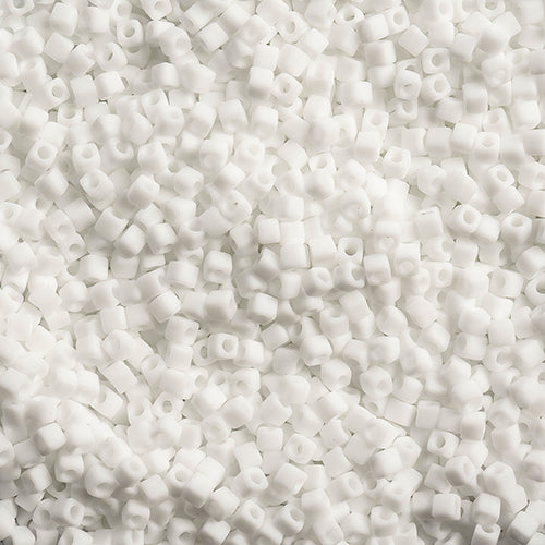 Miyuki Square/Cube Beads 1.8mm Chalk White Opaque Matte