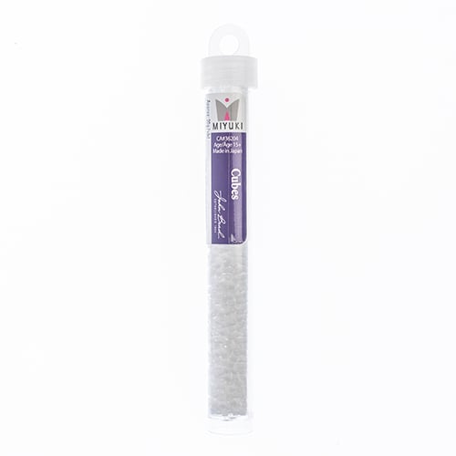 Miyuki Square/Cube Beads 1.8mm Chalk White AB - apx 20g Vial