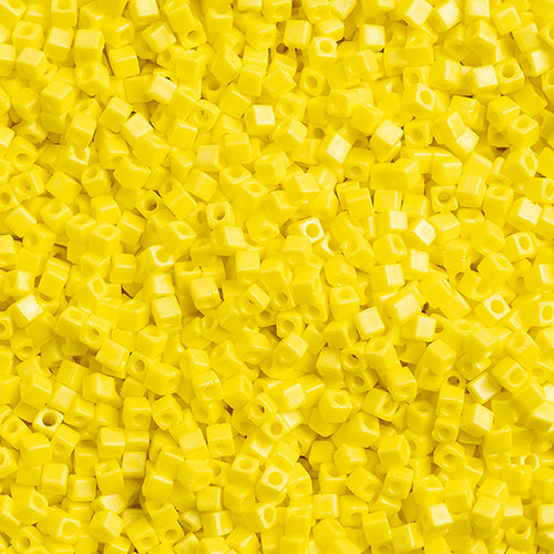 Miyuki Square/Cube Beads 1.8mm Yellow Opaque AB Matte - apx 20g Vial