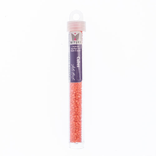 Miyuki Square/Cube Beads 1.8mm Orange Opaque AB Matte - apx 20g Vial