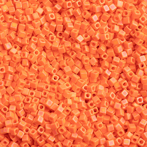 Miyuki Square/Cube Beads 1.8mm Orange Opaque AB Matte
