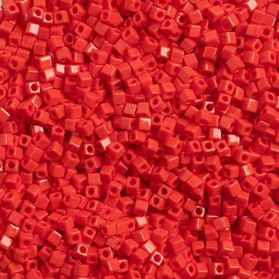 Miyuki Square/Cube Beads 1.8mm Red Opaque - apx 20g Vial