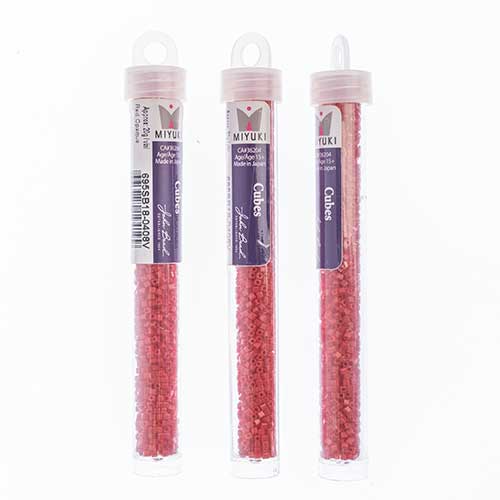 Miyuki Square/Cube Beads 1.8mm Red Opaque - apx 20g Vial
