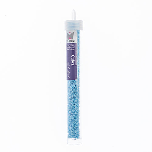 Miyuki Square/Cube Beads 1.8mm Light Blue Opaque AB Matte - apx 20g Vial