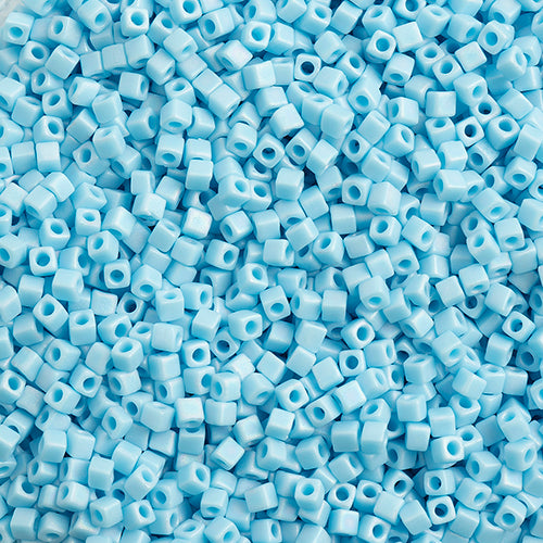 Miyuki Square/Cube Beads 1.8mm Light Blue Opaque AB Matte