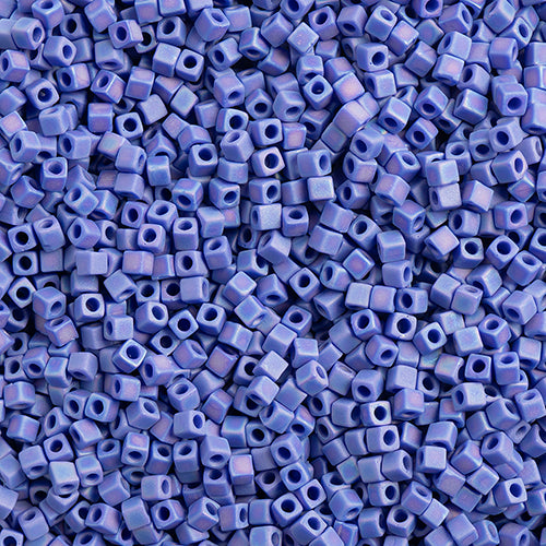 Miyuki Square/Cube Beads 1.8mm Cobalt Blue Opaque AB Matte - apx 20g Vial