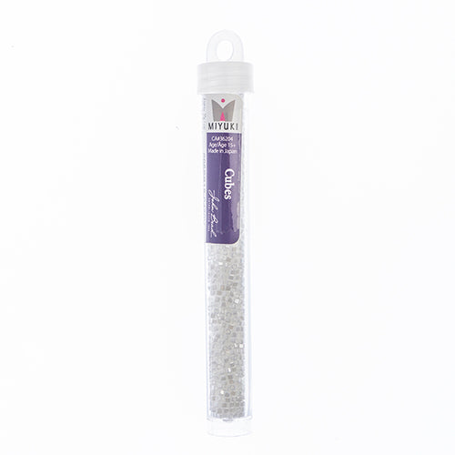 Miyuki Square/Cube Beads 1.8mm White Pearl Opaque Luster - apx 20g Vial