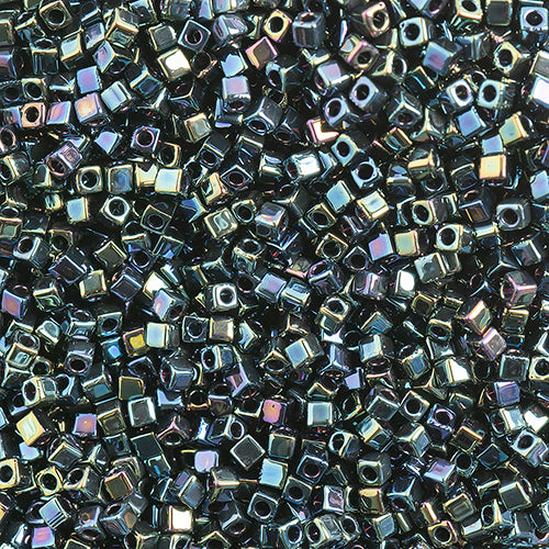 Miyuki Square/Cube Beads 1.8mm Blue Opaque Iris - apx 20g Vial