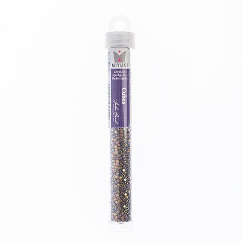 Miyuki Square/Cube Beads 1.8mm Light Bronze Iris/AB Metallic - apx 20g Vial