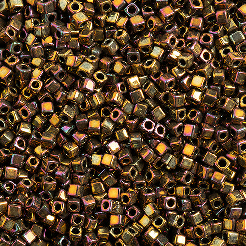 Miyuki Square/Cube Beads 1.8mm Light Bronze Iris/AB Metallic