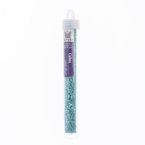 Miyuki Square/Cube Beads 1.8mm Seafoam Opaque AB - apx 20g Vial