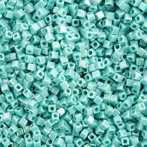 Miyuki Square/Cube Beads 1.8mm Seafoam Opaque AB - apx 20g Vial