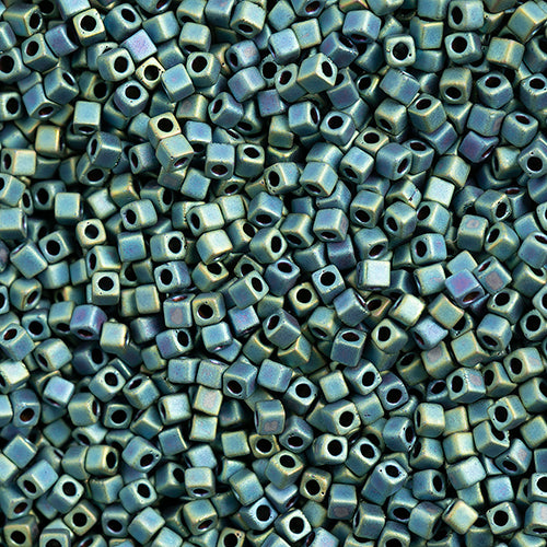 Miyuki Square/Cube Beads 1.8mm Cobalt AB Matte Metallic - apx 20g Vial