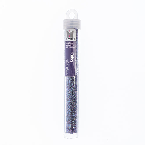 Miyuki Square/Cube Beads 1.8mm Purple Opaque AB Luster - apx 20g Vial