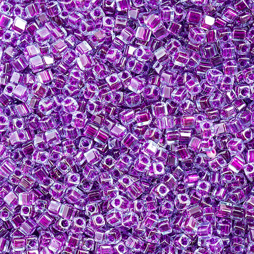 Miyuki Square/Cube Beads 1.8mm Aqua/Hot Pink Lined Luster - apx 20g Vial