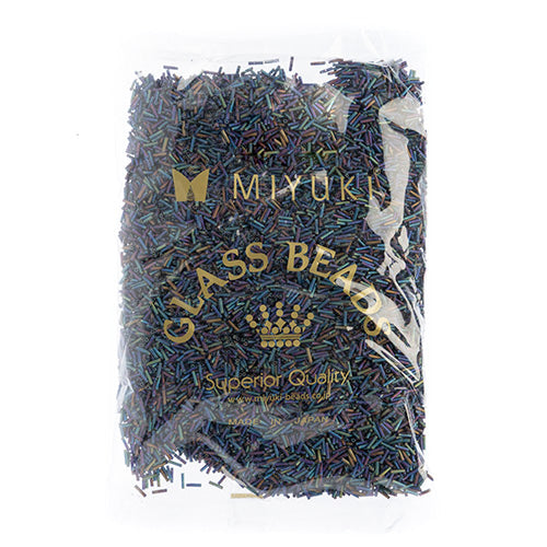 Miyuki Slender Bugle 1.3x6mm Black Grey Opaque AB Matte