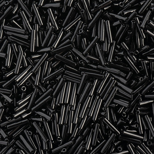 Miyuki Slender Bugle 1.3x6mm Black Opaque - apx 16g Vial