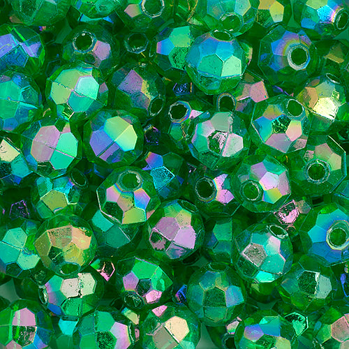 Plastic Facetted Bead 6mm Iridescent