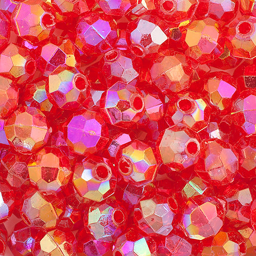 Plastic Facetted Bead 6mm Iridescent