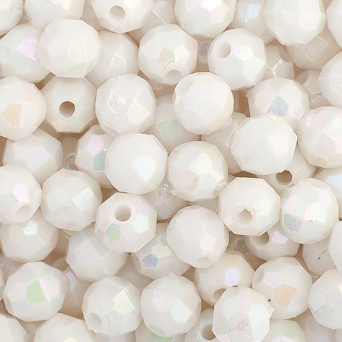 Plastic Facetted Bead 6mm Iridescent