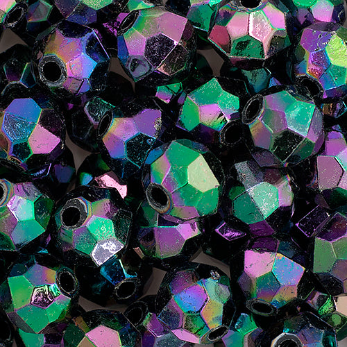 Plastic Facetted Bead 6mm Iridescent
