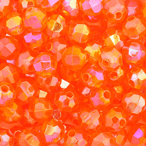Plastic Facetted Bead 6mm Iridescent