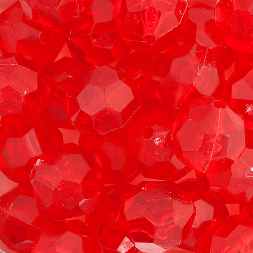 Plastic Facetted Beads 10mm Transparent Raspberry