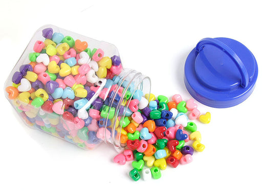 Jar - Beads Of Love 9mm Heart Multi 500pcs
