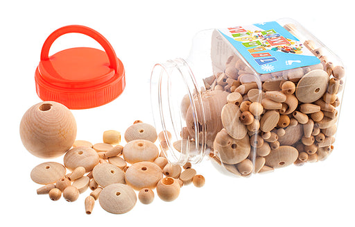 Jar - Wood Natural Assorted Shapes 180g