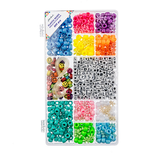 Bead Box - Plastic Assorted - w/5m elastic cord 600pcs