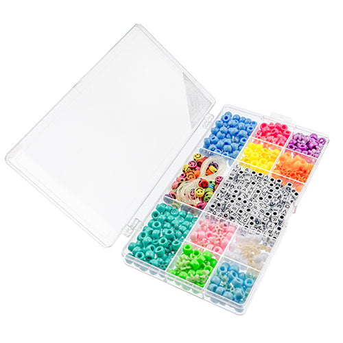 Bead Box - Plastic Assorted - w/5m elastic cord apx.600pcs