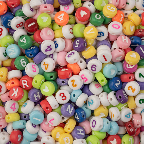 Craft Beads Multi Mix 130g Numbers/Letters Multicolor