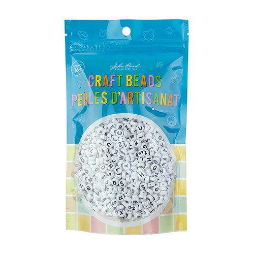 Craft Beads Discs Alphabet 150 grams White