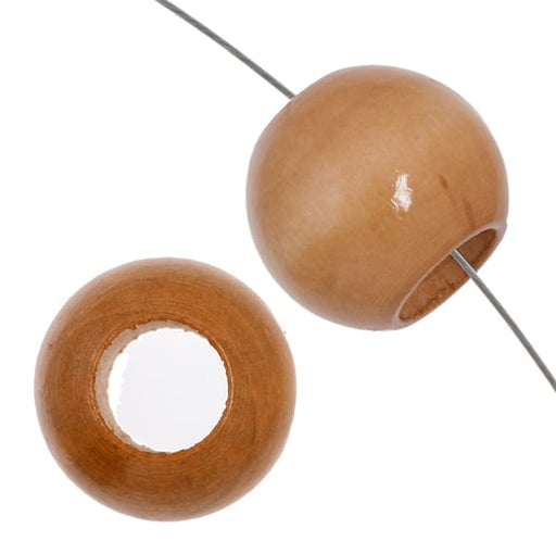 Wooden Beads Round 25mm With 12mm Hole Natural