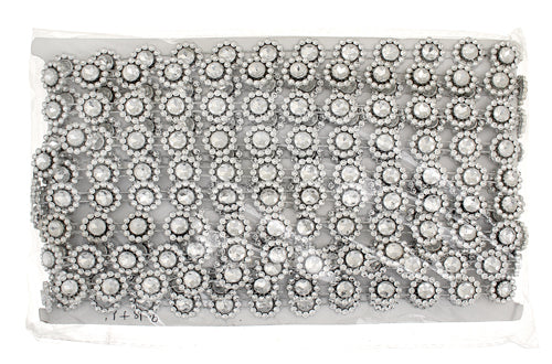 Plastic Trim Silver Diamond Cut 15mm Flower