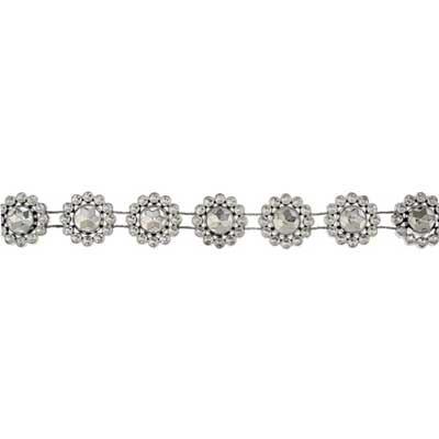 Plastic Trim Silver Diamond Cut 15mm Flower