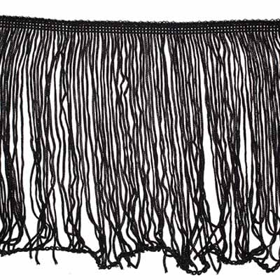 Fringe Rayon 6in Black Stretchy